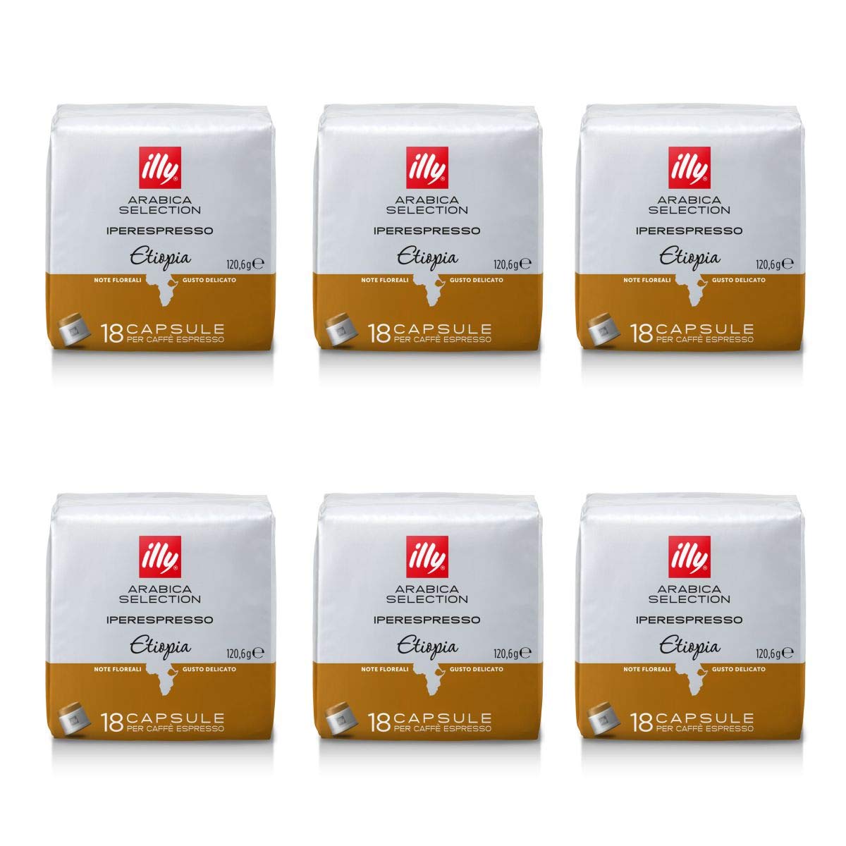 Illy 6 Paquetes de 18 Cápsulas de Arabica Selection Ethiopia