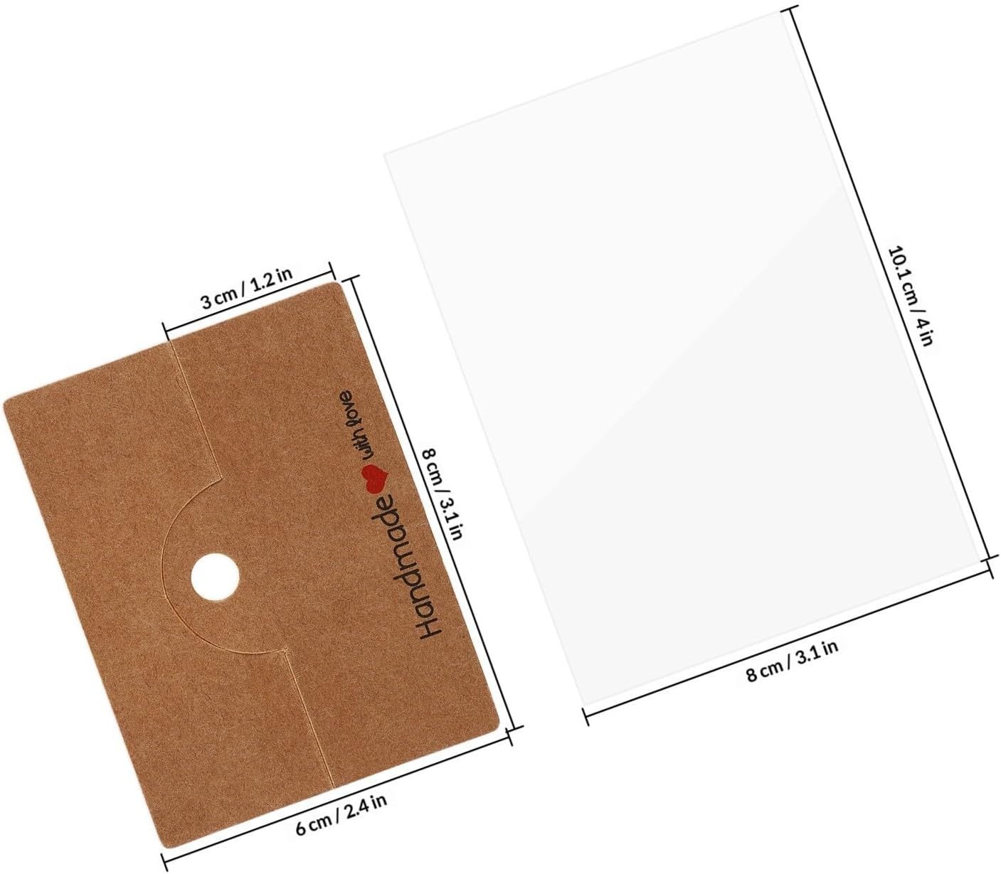 Jewelry Card Bags 200pcs Kraft Paper for Necklaces and Bracelets