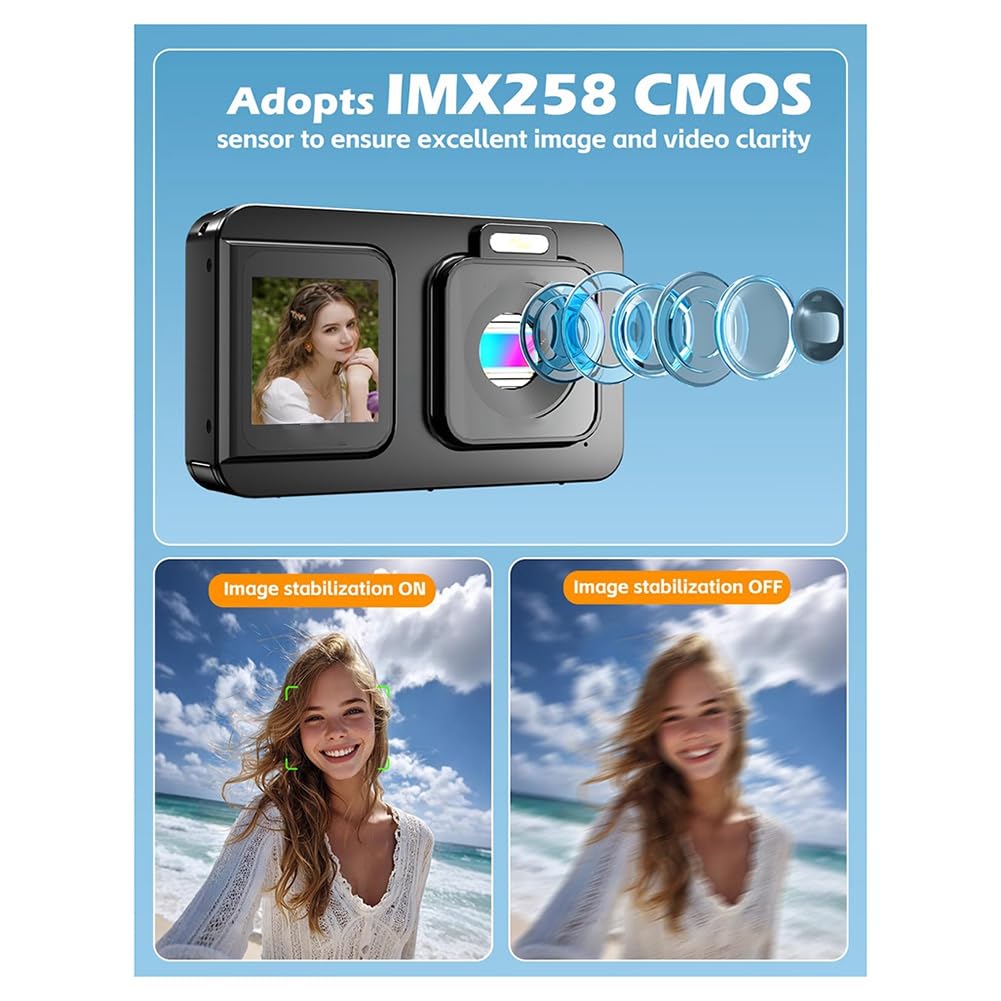Ideale per Vlogging e Fotografia - Fotocamera Digitale 5K 80MP con Doppio Schermo, Zoom 18X, Tecnologia Anti-Vibrazione
