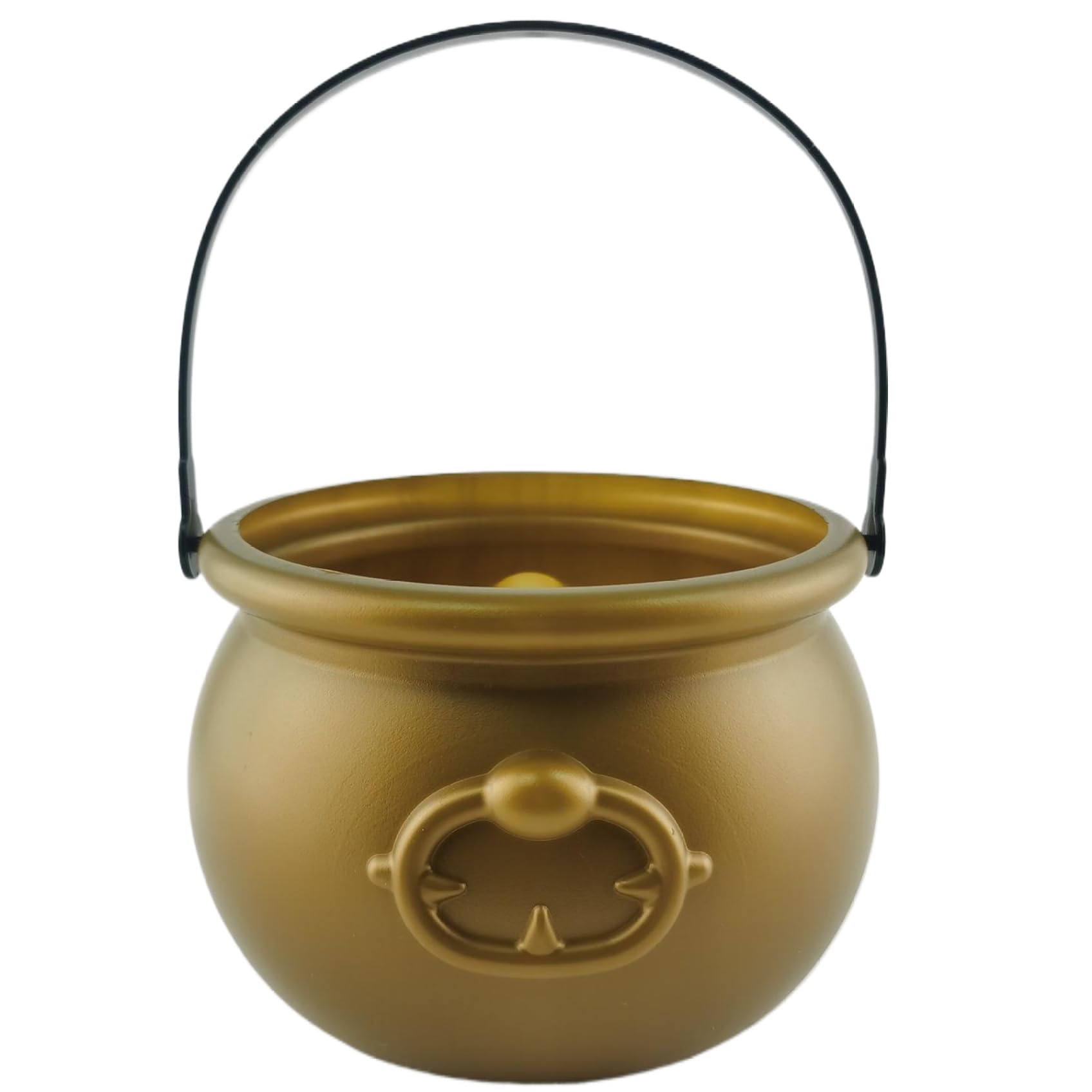 Striegro Witches Cauldron, Gold Plastic, 7.7x5.3in, Halloween Bowl..