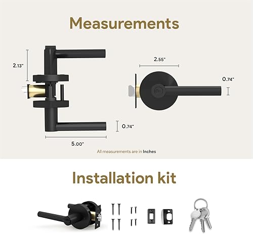 Miniatura 6 de Mega Handles - Manija de entrada RAEGEN - Manija de entrada I - Juego de manillas de bloqueo redondas resistentes para puertas zurdas o diestras -