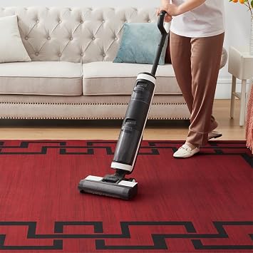 Imperial Rooms Area Rugs Living Room Large 160x230 Cm - Red Rugs for Bedroom Greek Key Style Super Soft Modern Floor Carpet Non Shedding Large Rug Easy to Clean (Lexi)
