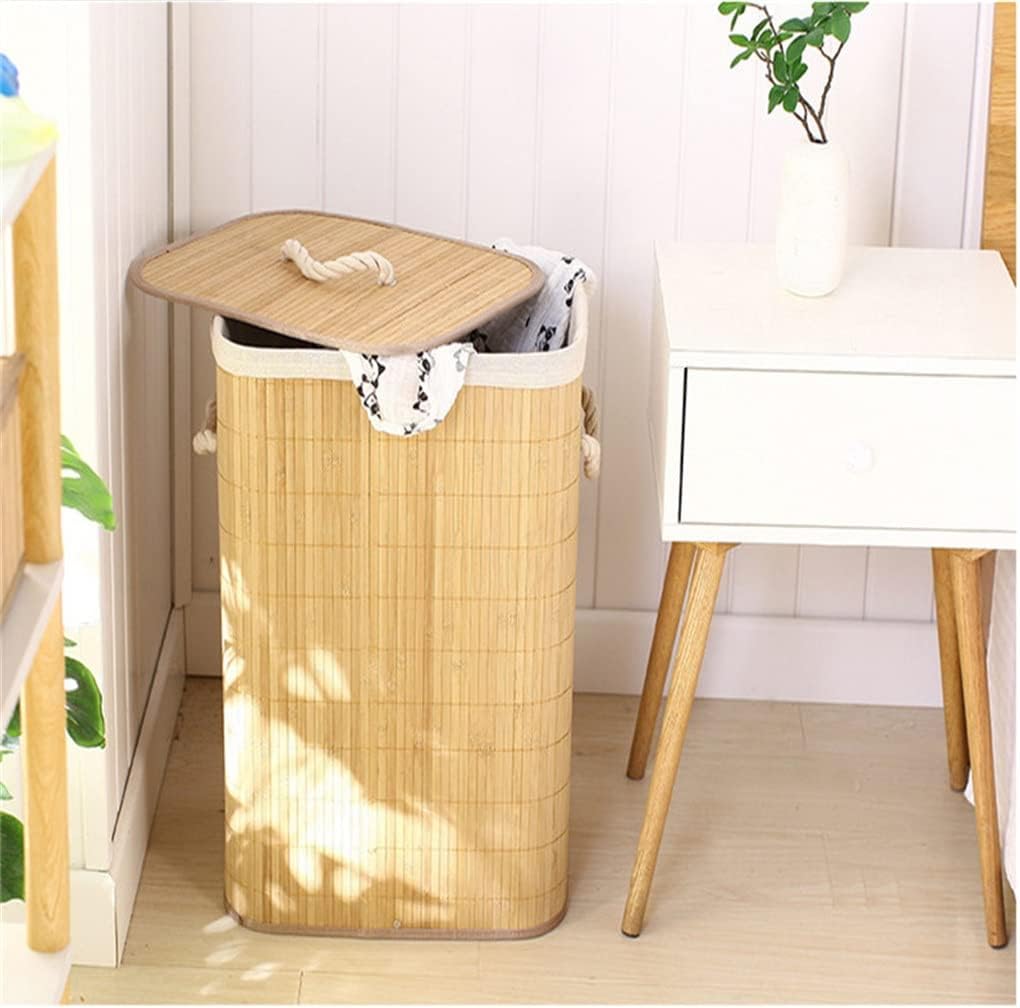 Storage Folding Laundry Basket Organizer Hand-Woven Large Capacity Baskets Cover Household Bucket image 3