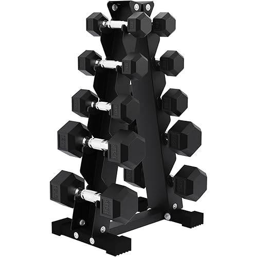 BalanceFrom Premium Rubber Encased Hex Dumbbell Sets, 46LBS Set, 60LBS Set, 100LBS Set