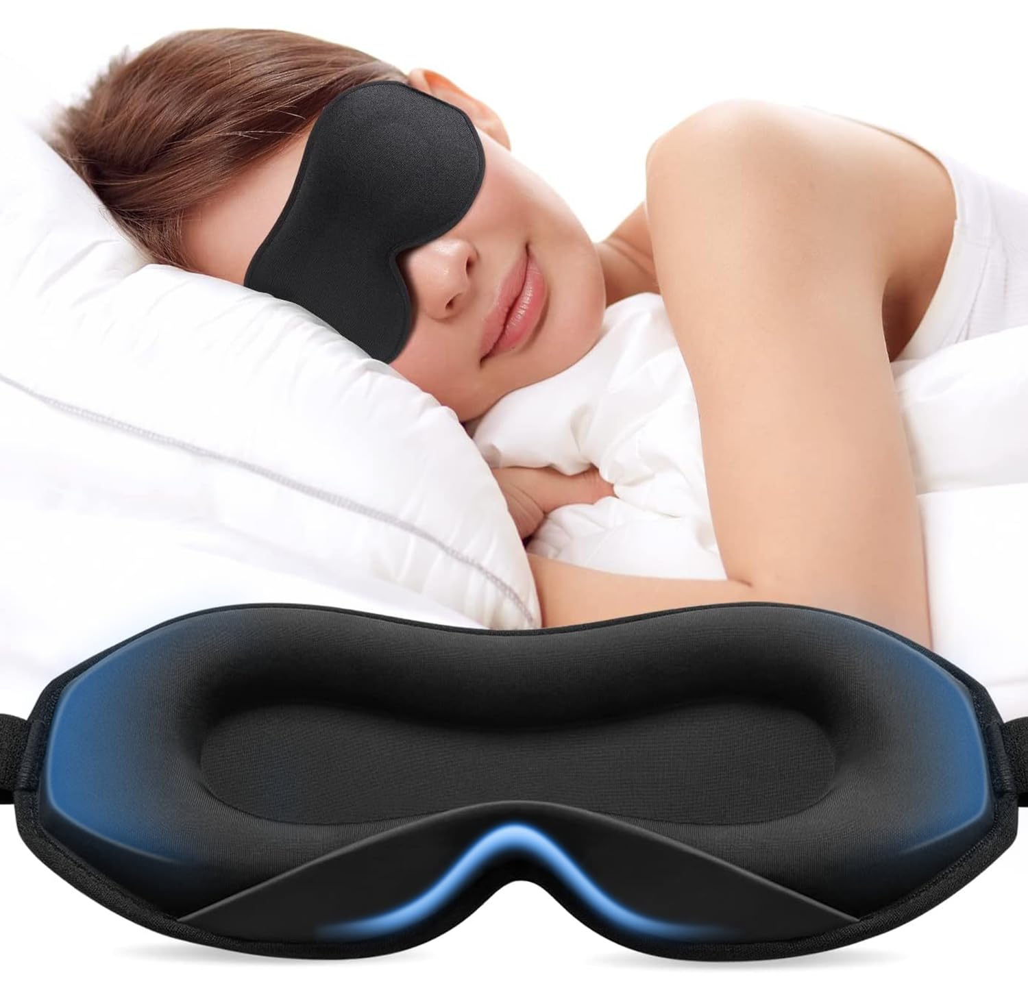Umisleep Sleep Mask for Side Sleepers 100% Blackout Eye Mask for Women Men Zero