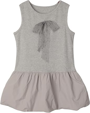 PopReal Toddler Girls Summer Dress Sleeveless A-Line with Bow | Tank Mini Bubble Dress, Soft Breathable Fabric, Crewneck, Perfect for Daily Wear, Beach, Party Photography, Sizes 12M-7Y