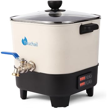 Yuuchail Wax Melter for Candle Making 6.5L Electric Candle Melting Pot with Digital Display and Pourer Non-Stick Tilted Base for Soap Making