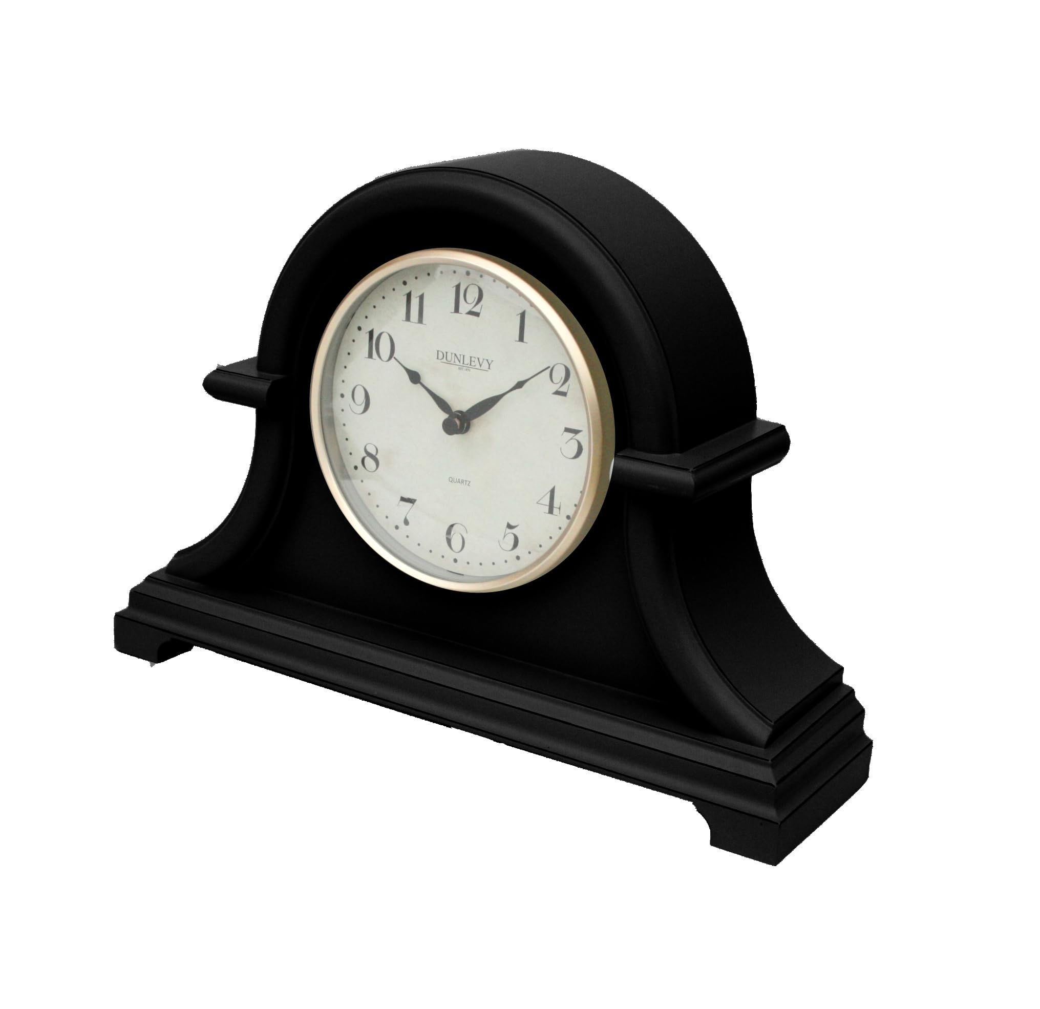 Mantel Clock Quartz Numbers Mantle Clock Arched Design Battery Operated Freestanding Decorative Retro Table Desk Bedside Shelf Fireplace Clock Analogue Vintage Home Living Room Kitchen Office (Black)