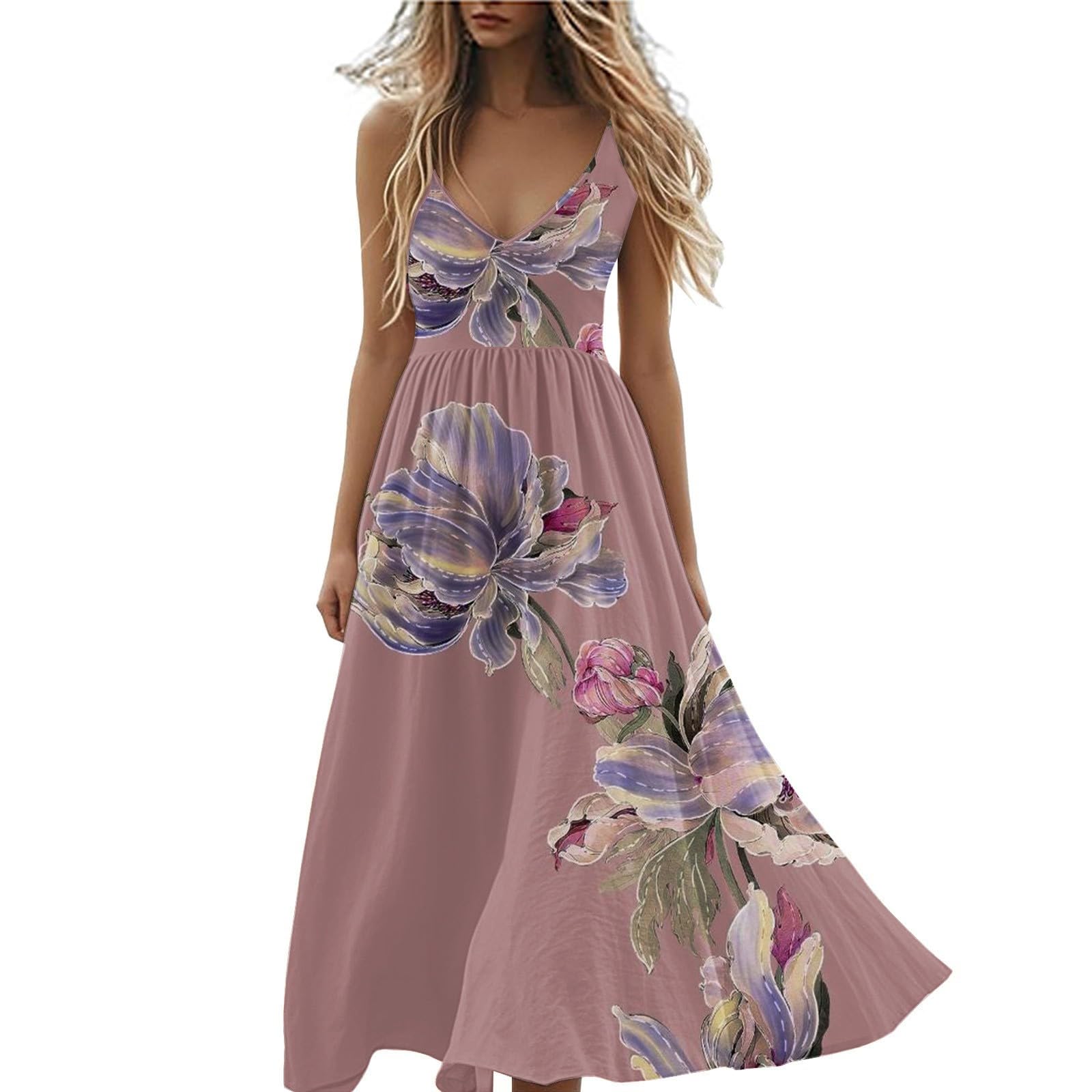 Robe de plage fleurie longue pour des vacances d'été chic - 6