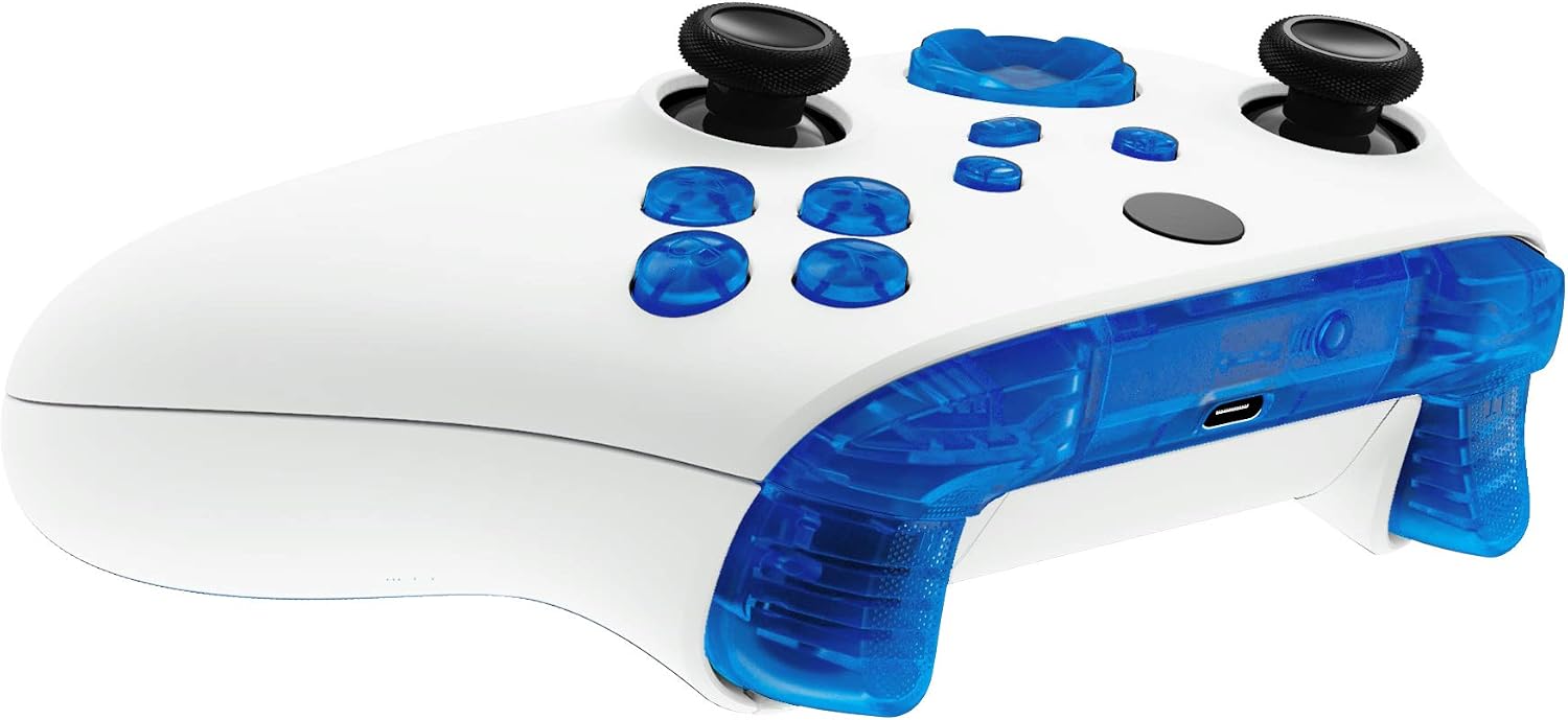 eXtremeRate Transparent Blue Replacement Buttons for Xbox Series S & Xbox Series X Controller, LB RB LT RT Bumpers Triggers D-pad ABXY Start Back Sync Share Keys for Xbox Series X/S Controller