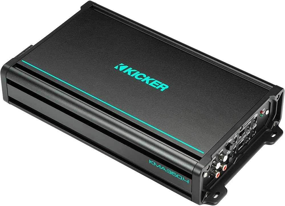 KICKER Amp and Wiring Kit Package of 2 Items 360W 4-Channel KMA Series Marine Amplifier with 8AWG Power Wiring Kit - Boat Kit - 48KMA360.4 Amplifier & 47KMPK8 Wiring Kit