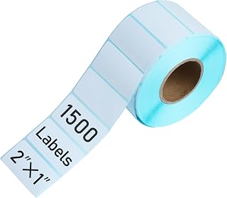 Direct Thermal Labels 2x1 Inch 1500 White Label per Roll for Barcode, Shipping Address Printing High-Capacity Adhesive Smudge-Resistant Inventory Stickers(1500, 2 * 1)