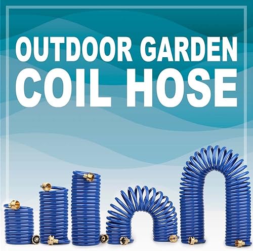 Miniatura 5 de Manguera de jardín de bobina de EVA de alta resistencia con accesorios de latón macizo GHT, manguera de agua con conectores de latón, para riego de