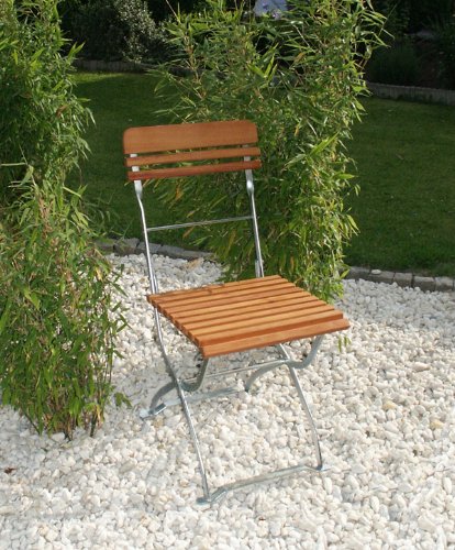 Gartenstuhl Bad TÖLZ 2er Set Aus Robinienholz – Klappbar, Wetterfest, Grünes Stahlgestell, Perfekt Für Biergarten & Terrasse