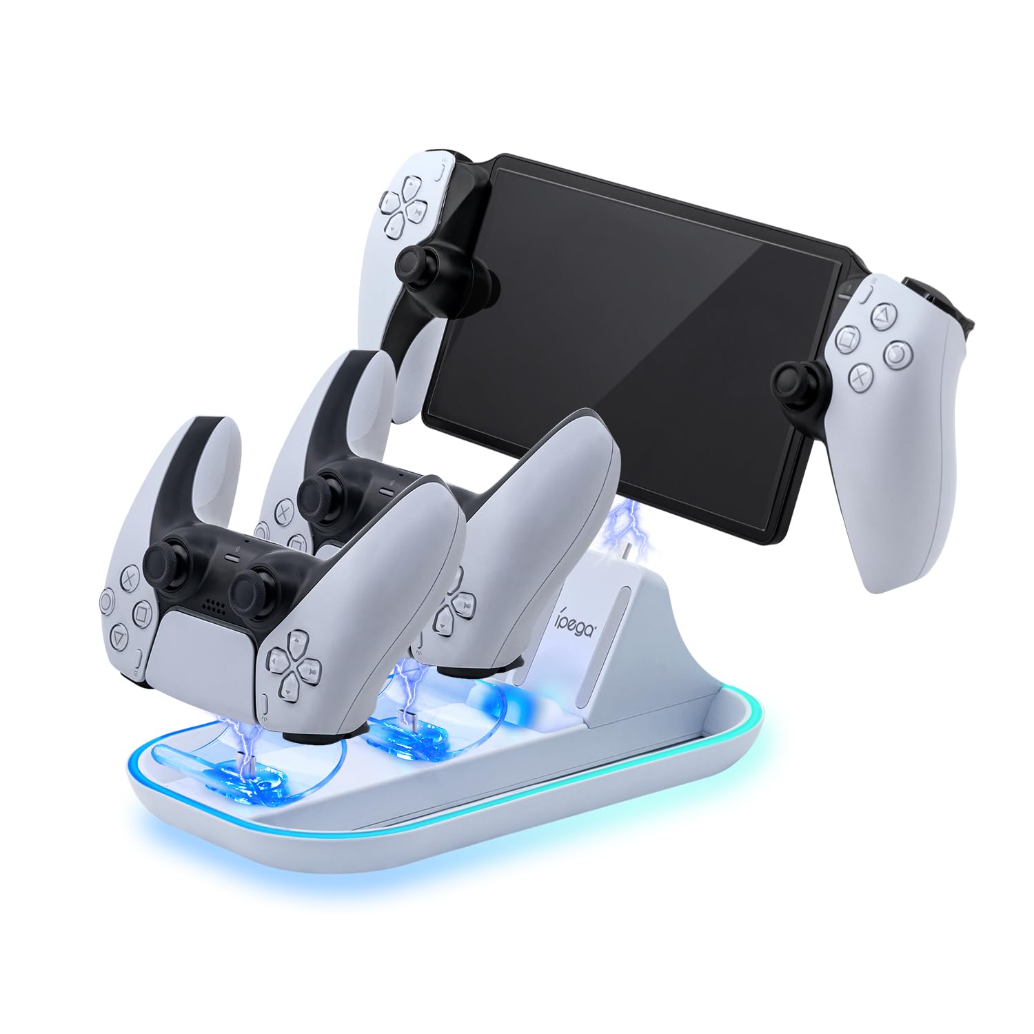 Mcbazel Stazione di Ricarica, Caricatore per PS Portal Remote Player/PS5 Controller con Illuminazione RGB