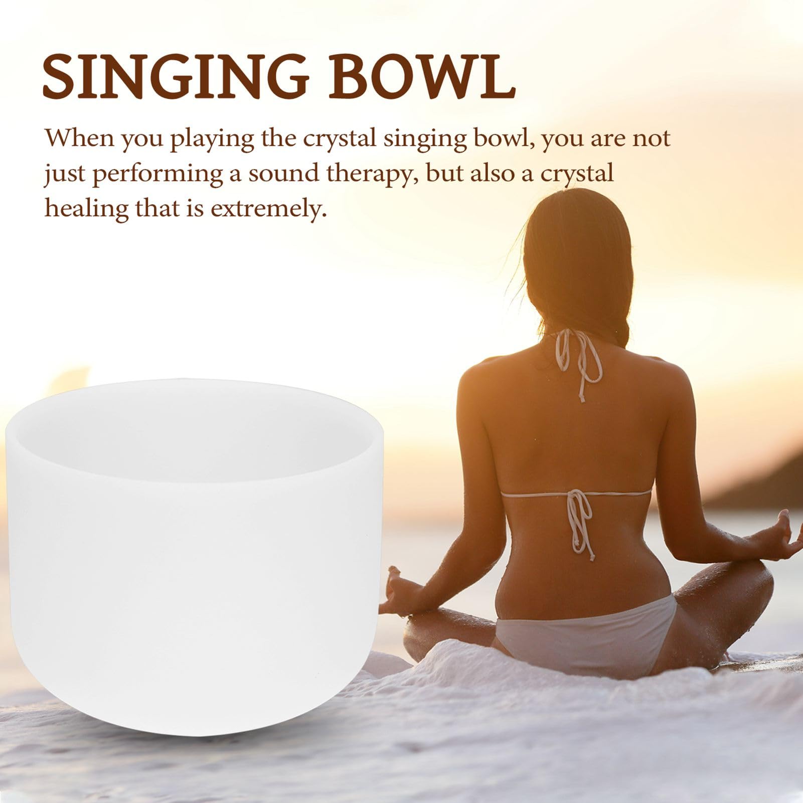 Walmeck Campana Tibetana in Cristallo 440HZ Strumento a Percussione Terapia del Suono Yoga Meditazione Guarigione con Anello in Gomma Antiscivolo Robusto per il Regalo di Relax (Nota C)