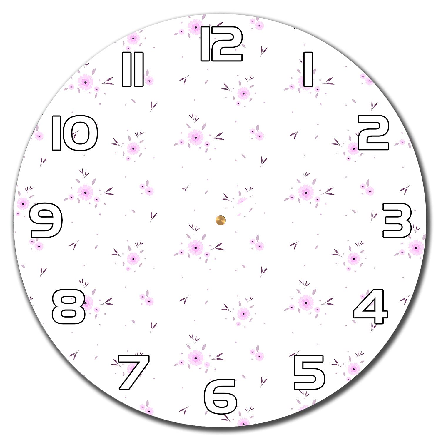 Horloge en verre cuisine salon murale beige de 30 cm avec aiguilles blanches roses shabby chics