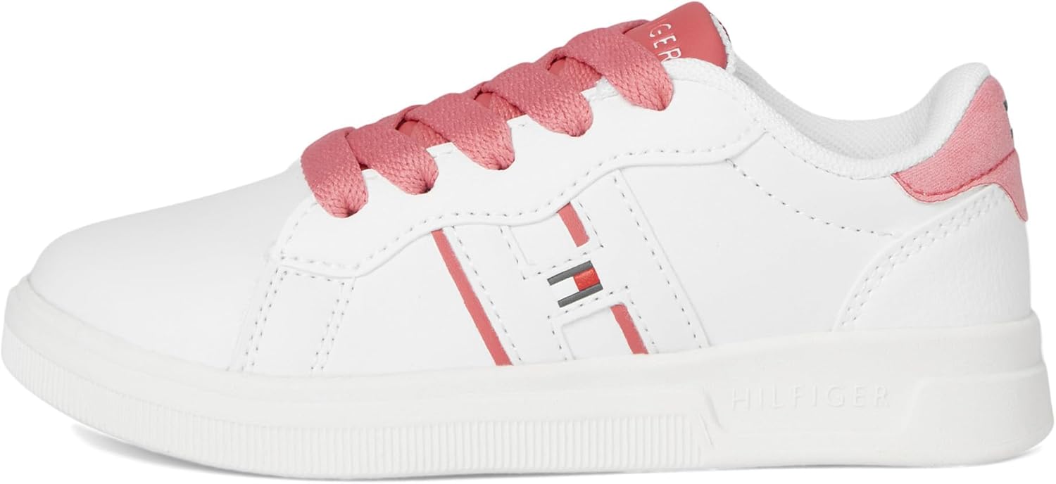 Tommy Hilfiger Women's Cayman 3.0 (Little Big Kid) Sneaker 4 Big Kid White/Pink image 4 of 7 B0CQZ4JXY9