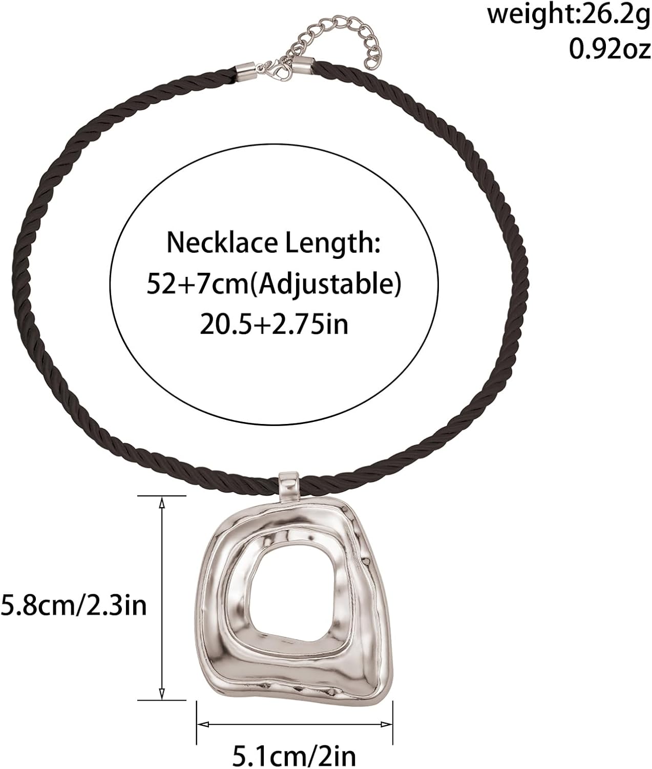 Chunky Gold Statement Necklaces Large Pendant Necklace Big Square Pendant Chunky Statement Jewelry Women 14K Gold Plated Black Rope - Image 8