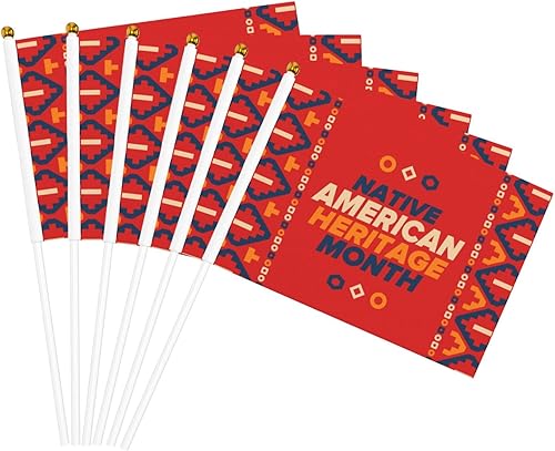 Banderas del mes de la herencia de los nativos americanos, pequeña bandera en palo, letrero de bienvenida de 5 x 8 pulgadas, suministros de fiesta,