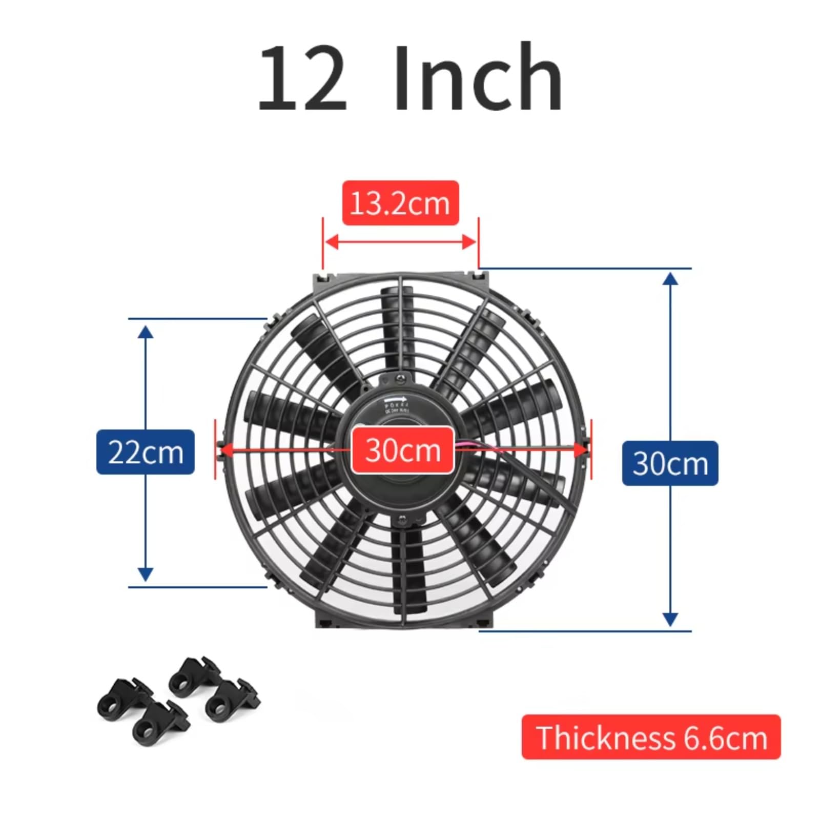 Elektrolüfter Motorlüfter Refit Universal 12 Zoll 12V 24V 80W Auto-Klimaanlage Wassertank Elektronischer Lüftermotor Elektrisches Kühlset(24V)