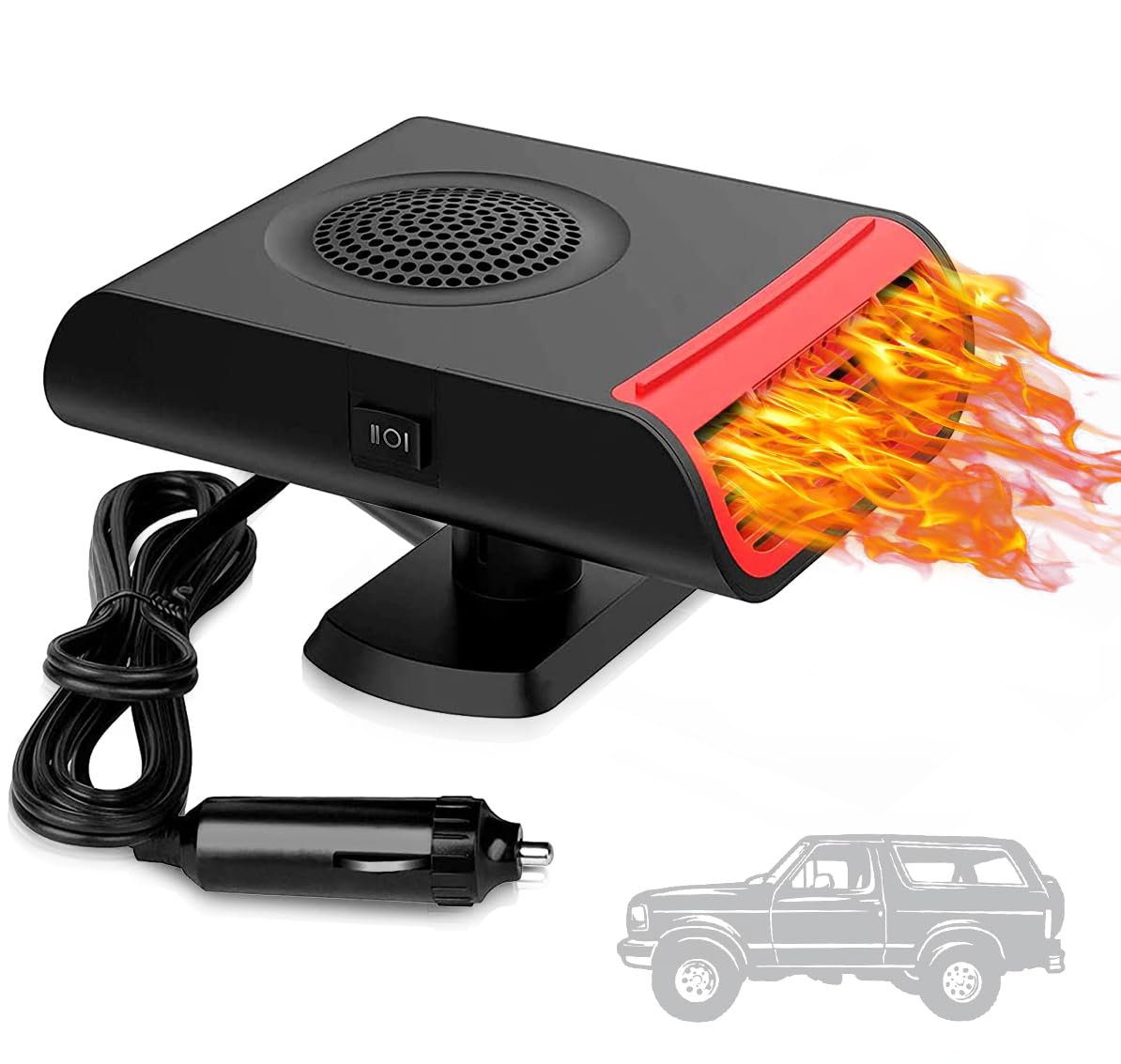 Showvigor Chauffage 12v Voiture Portable & Dégivreur Pare Brise - Ventilateur 2 en 1 pour Un Confort Toutes Saisons en Voiture, Camping et Voyage
