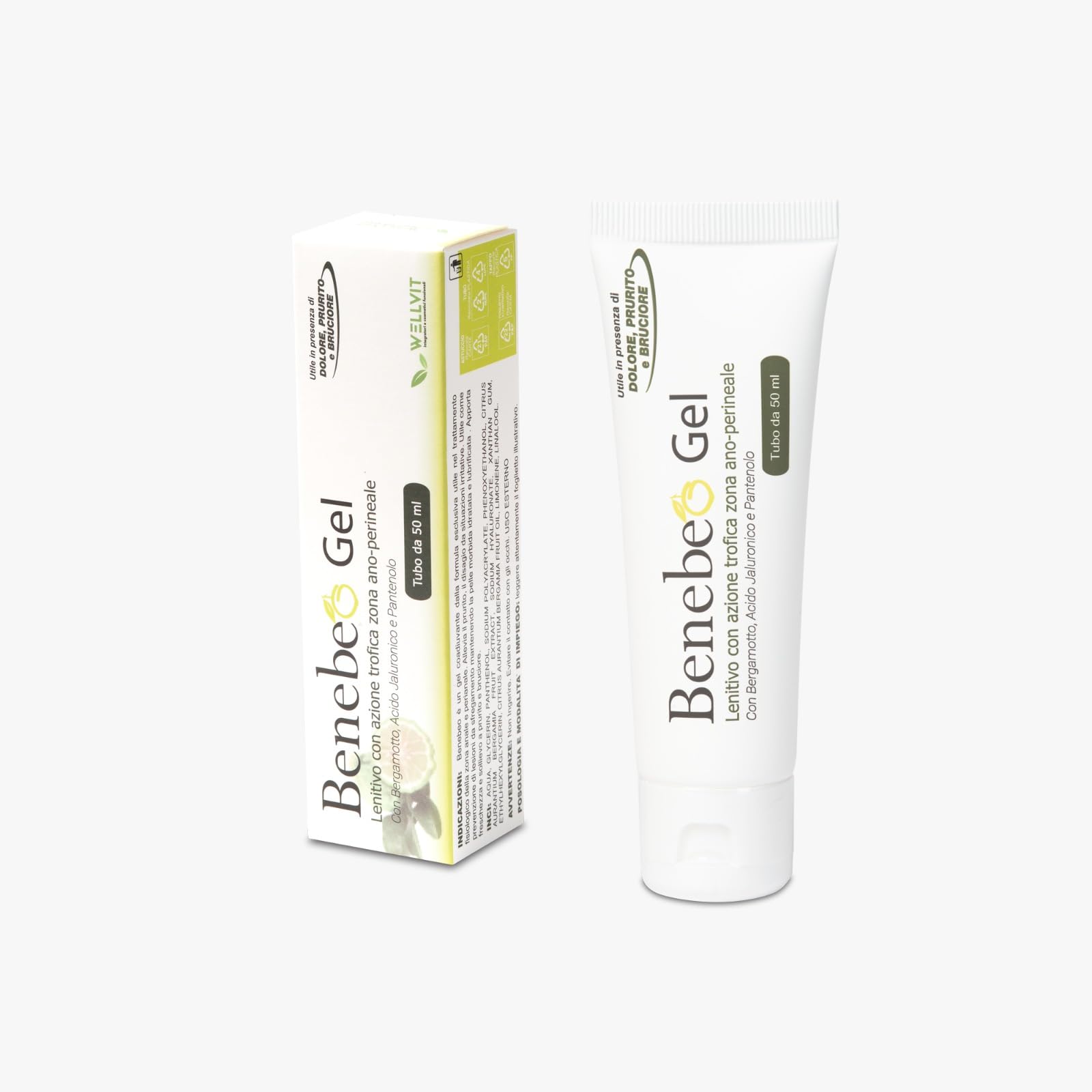 Benebeo Gel Wellvit - Crema Anale, Crema Intima Lenitiva Prurito Bruciore Zona Ano-Perineale con Acido Ialuronico e Pantenolo, Sollievo per Fastidio e Sensibilità, pH Fisiologico - 50 ml Made in Italy