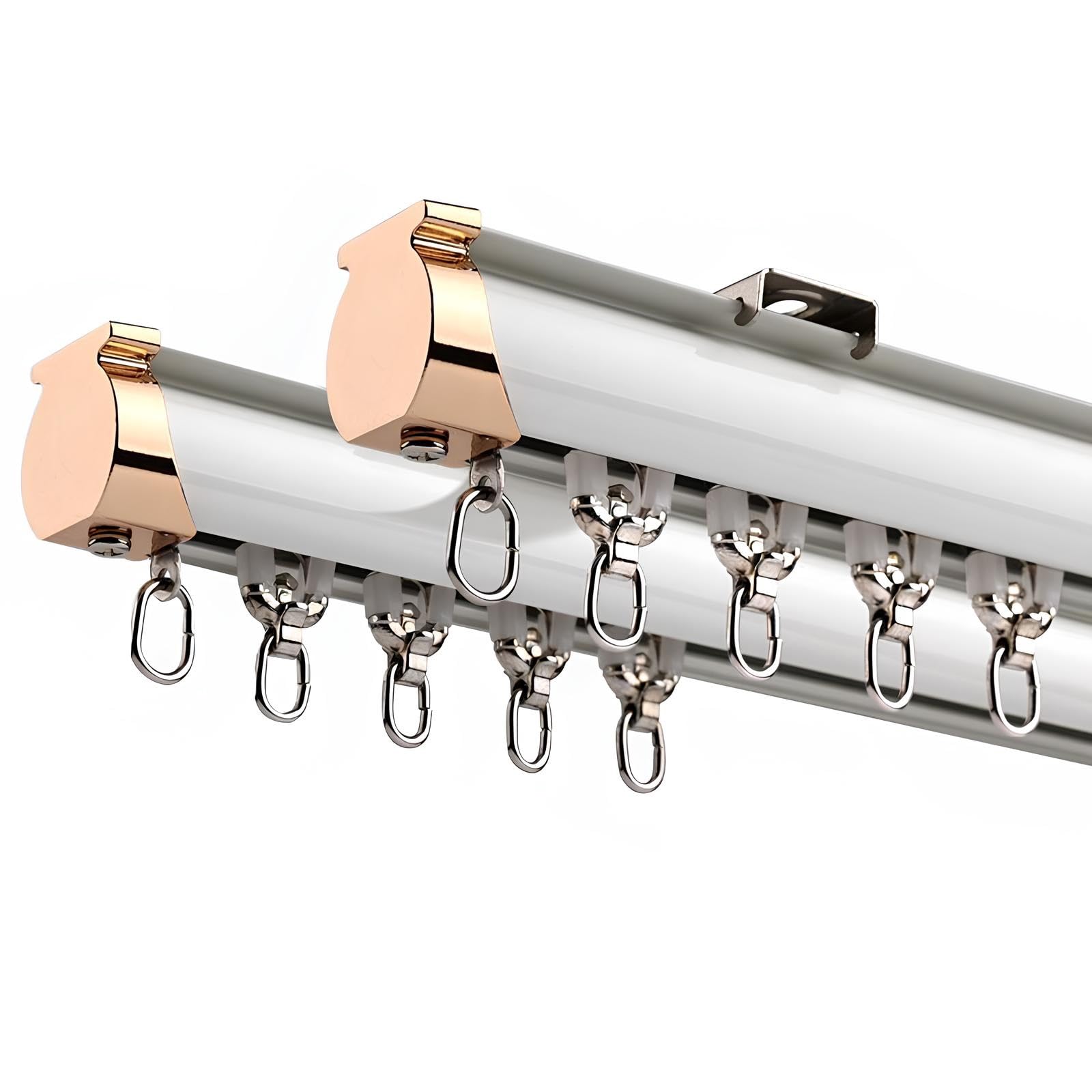 System szyn podwójnych zasłon, aluminiowa szyna sufitowa do salonu i sypialni, okna wykuszowego i przegrody pokojowej, uchwyt ścienny lub sufitowy, 200 cm - wszechstronne rozwiązanie karnisza