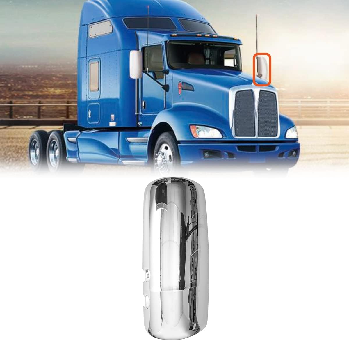High Soar Chrome Door Mirror Cover for Kenworth T680, Side Mirror Cover Driver Left Side Fit Kenworth T680/T880 From 2013 to Onward
