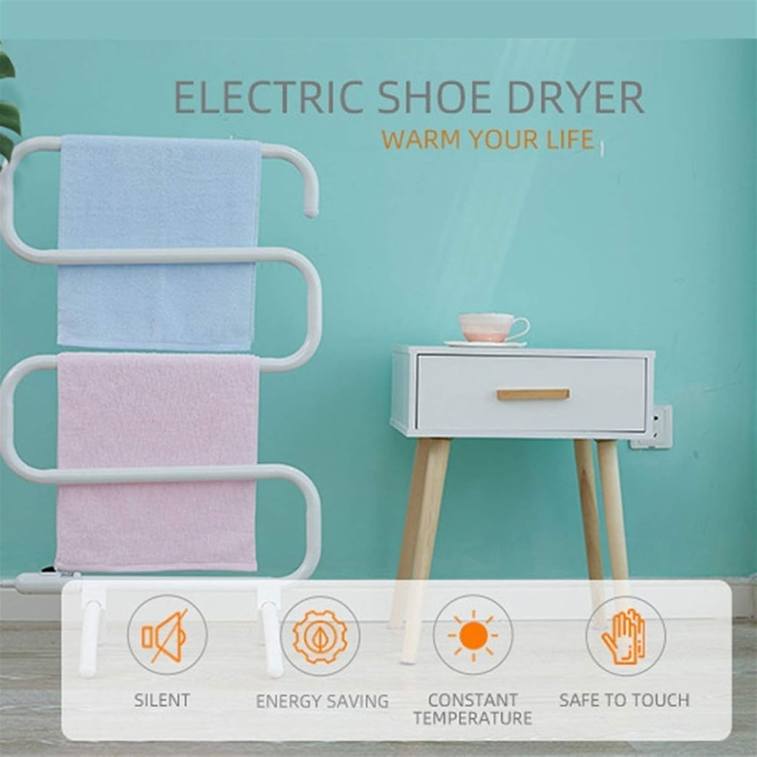 LUNEZY Bathroom Towel Drying Rack Electric Freestanding Electric Heated Bath Towel Warmer Rack Stainless Steel Towel Heater Rail Quick Towel Dryer