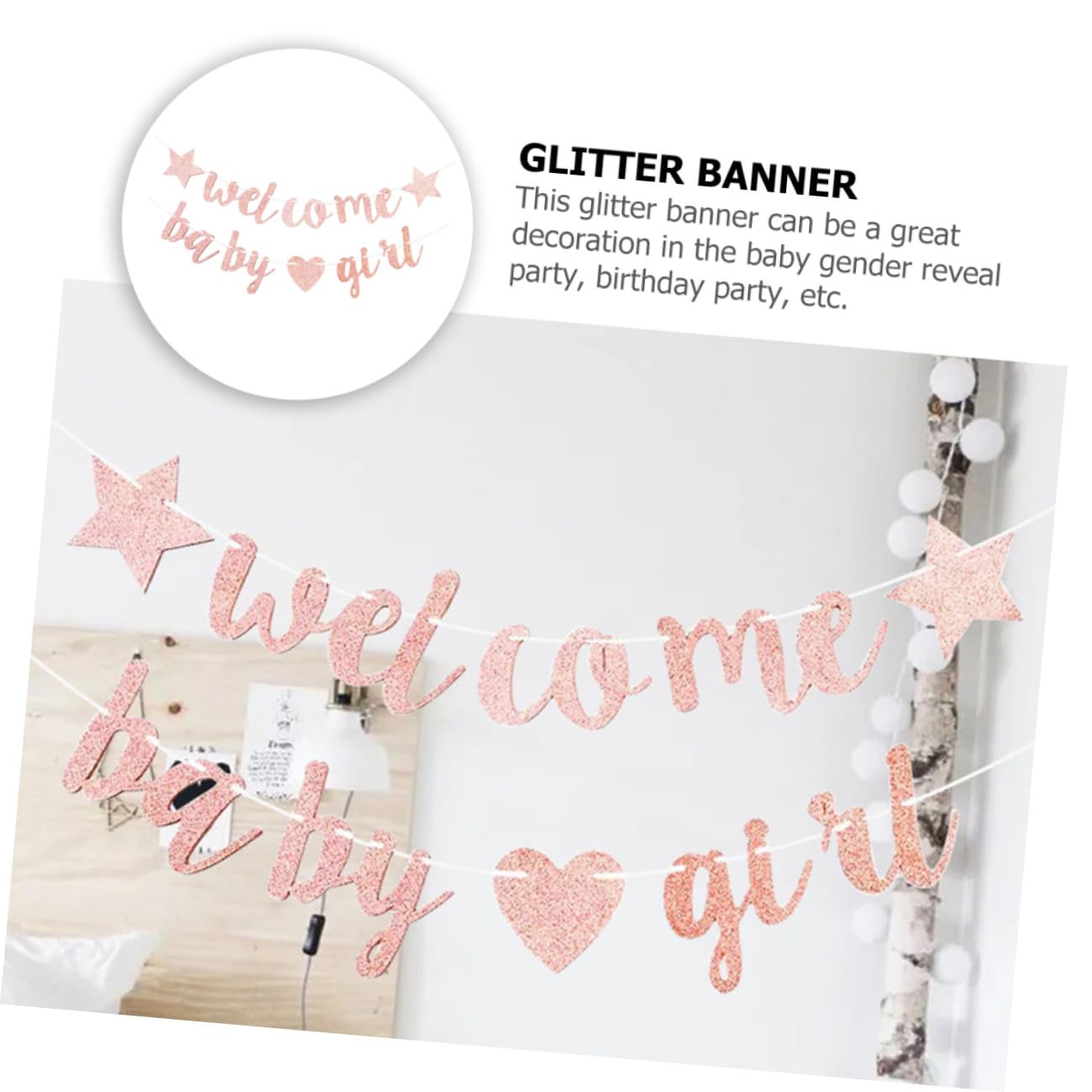 ORFOFE 5piezas Pancarta De Bienvenida Para Brillos Decoración Colgante Para Fiesta De Revelación De Género y Shower