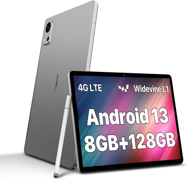 Android 13 Tablet,10.1 inch Tablet,8GB(4+4)+128GB/1TB,UMIDIGI G5 Tab Tablets with Pen,Octa Core,8Mp+13Mp Ai,6000mAh,Android Tablet 5G WiFi,sim Double Speakers,GMS,4G LTE,BT5.0,OTG,Type-C,GPS,Grey 2024
