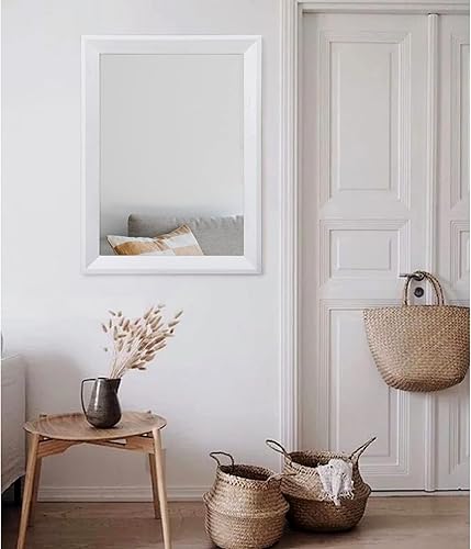 Miniatura 5 de AAZZKANG Espejo de pared negro rectangular de madera rústica, espejo colgante decorativo para baño, dormitorio, granja