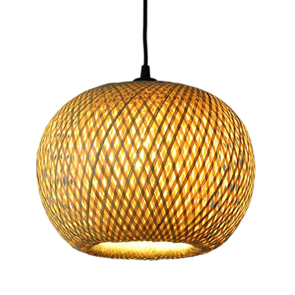 LYMSXAZOU Chinese Handmade Bamboo Pendant Light Hanging Rattan Chandelier Retro E27 Ceiling Woven Lampshade Southeast Asian Decorative Lamps