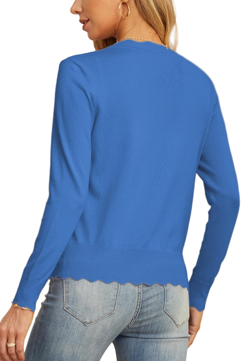 GRECERELLE Women's Long Sleeve V-Neck Button Down Cardigan Knit Shrugs Sweater thumbnail