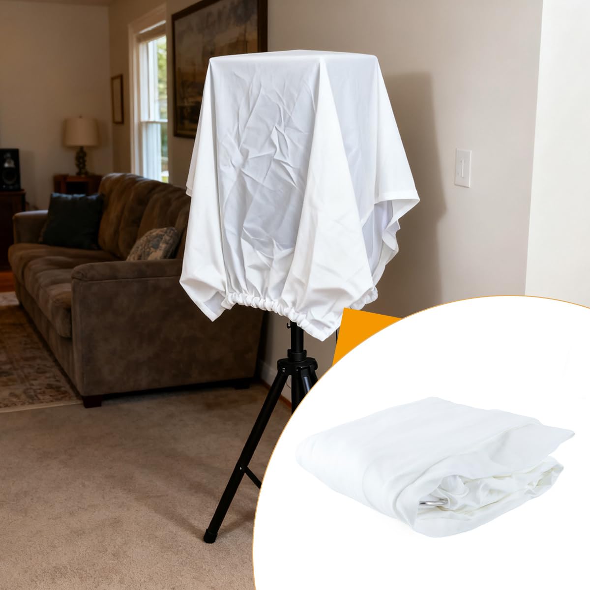 WANGCL Copertura per supporto altoparlante, copertura universale per treppiede di illuminazione estensibile a 360 gradi su tre lati per banchetti, matrimoni, feste (bianco)