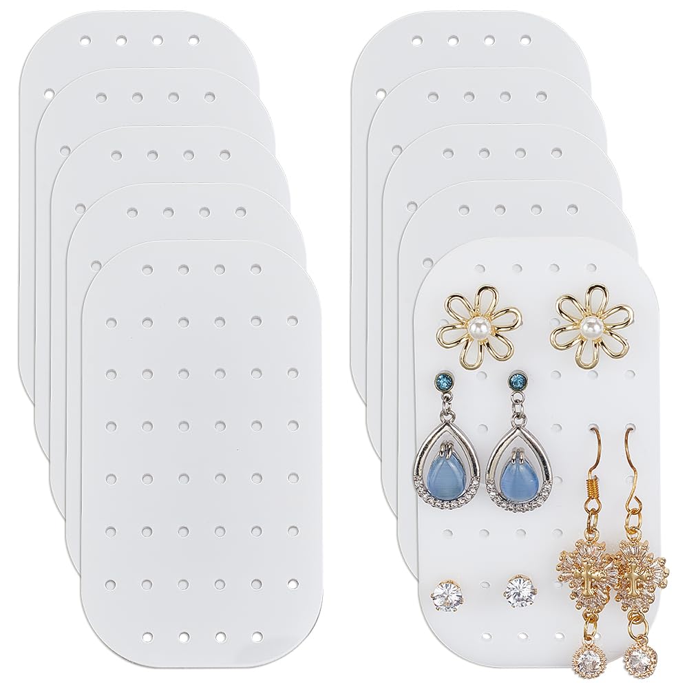 GOMAKERER 10 Pcs Acrylic Earing Display Cards, 44 Holes White