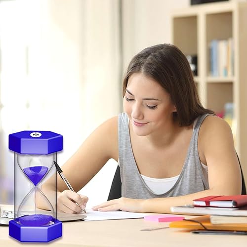 Miniatura 10 de SuLiao Reloj de arena con temporizador de arena de 90 minutos para niños, reloj de arena irrompible grande de 6.3 pulgadas, reloj de arena de