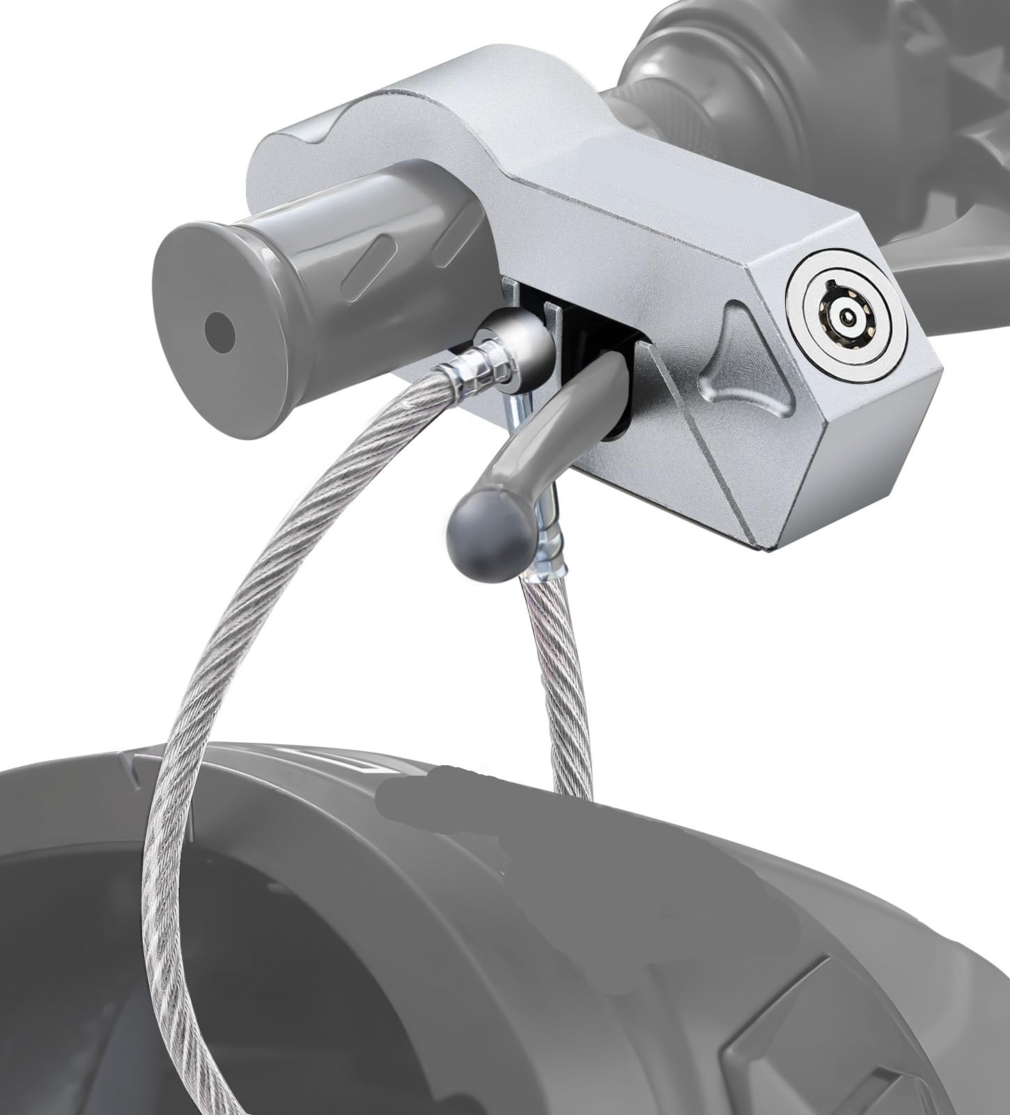 Motorcycle Handlebar Lock Motorcycle Handlebar Helmet Lock Anti-Theft Security Locks with Keys Aluminum Alloy Tool Motorcycle Disc Lock(Silver)
