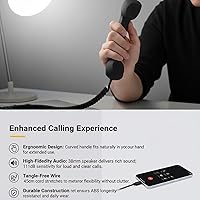 Vista 2 de Bluetooth or Wired Retro Phone Plug into Cell Phone, Retro Bluetooth Phone for iPhone, Wired Handsets Style Landline Handle Receiver for Cell Mobile
