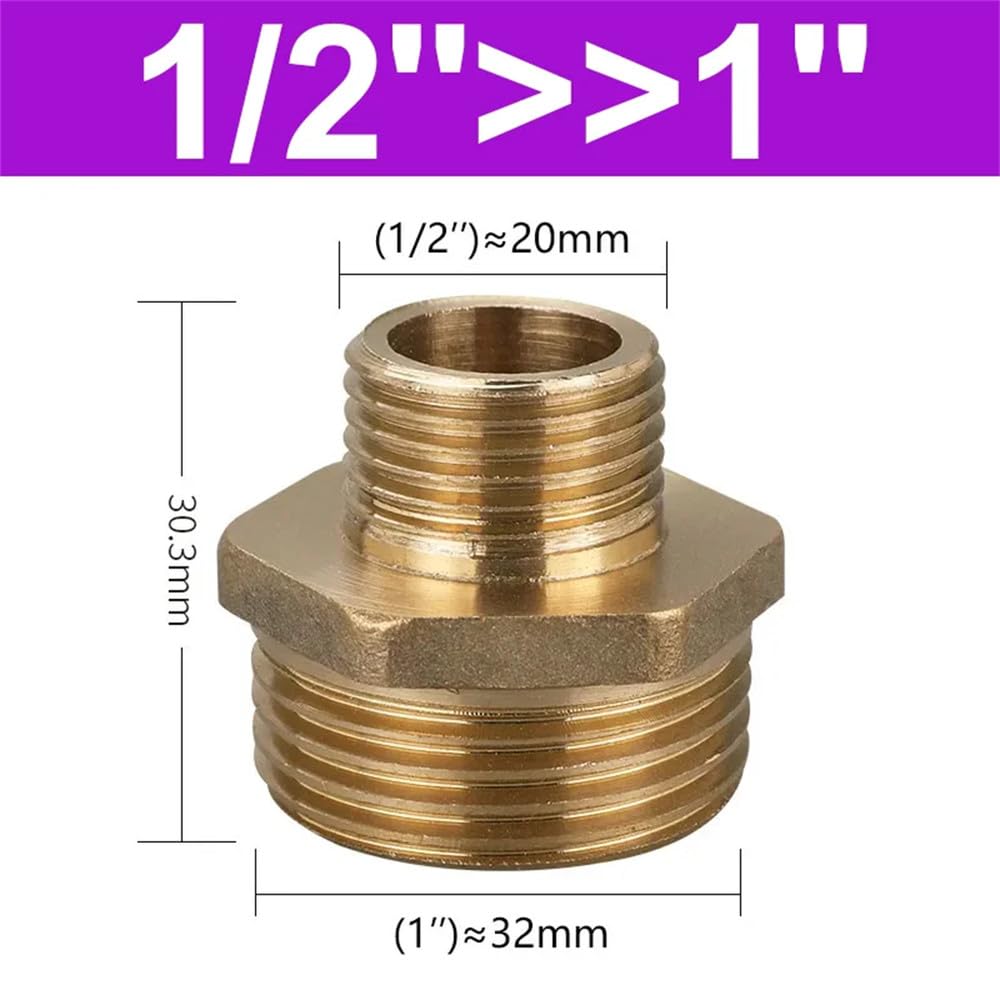 Racores de latón para mangueras, Accesorio de tubería reductor hexagonal de latón, rosca de 1/8, 1/4, 3/8, 1/2, 3/4 y 1 pulgada, adaptador de cobre, conector de acoplamiento igual, junta de plomería(0