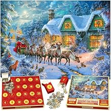 The Original Jigsaw Puzzle Advent Calendar 2025 Christmas Magic, 24 Boxes 1008 Pieces, Xmas Holiday Countdown Gift, Fun for Kids, Adults, Family, Official Abraham Hunter Artwork