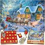 The Original Jigsaw Puzzle Advent Calendar 2024 – Christmas Magic, 24 Boxes 1008 Pieces, Xmas Holiday Countdown, Fun for Kids, Adults, Family, Official Abraham Hunter Artwork