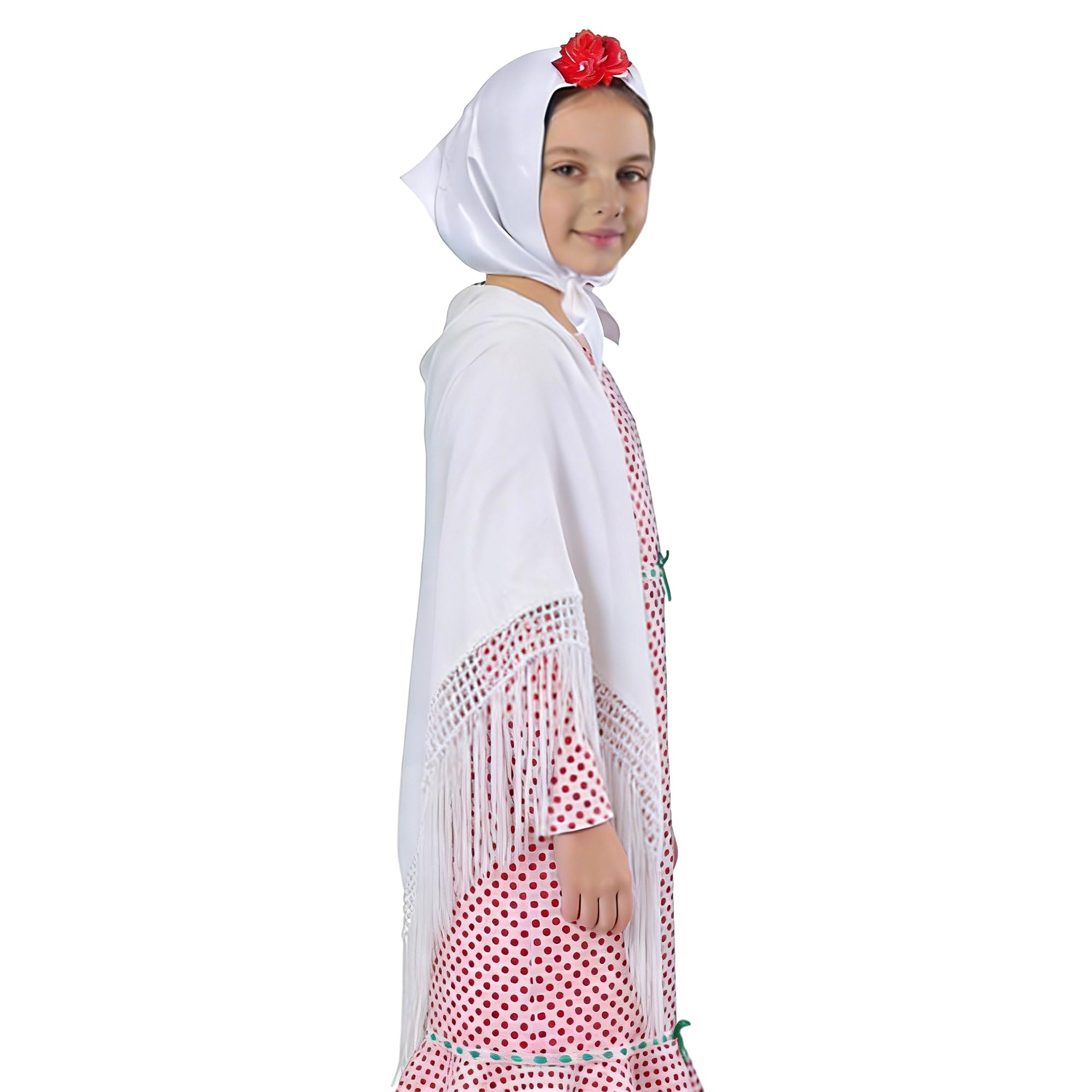 Wildarms Mantón de Sevillana Bordado con Flecos para Flamenco Feria Disfraz Baile Tradicional Mujer — view 5