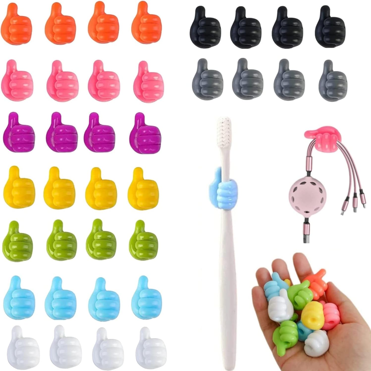 Thumb Wall Hook 36pcs Creative Silicone Self Adhesive Hooks