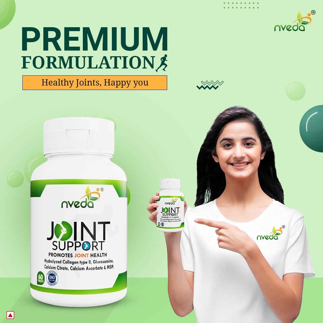 Nveda Joint Support for keeping Joints healthy containing Collagen Type 2, Glucosamine, Calcium and MSM (60 Nos) Nveda Joint Support for keeping Joints healthy containing Collagen Type 2, Glucosamine, Calcium and MSM (60 Nos)