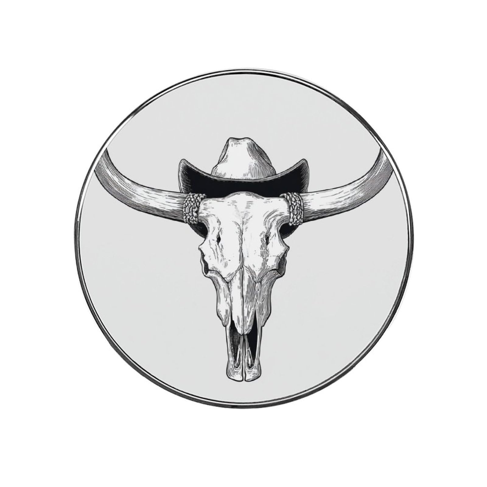 Bull Skull in Cowboy Hat Fridge Magnets DIY Art Round Magnetic Refrigerator Sticker for Home Kitchen Car Garage Decor