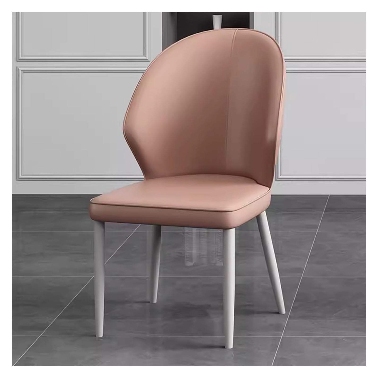 Chaise de salle à manger rose en cuir et métal pour cuisine moderne