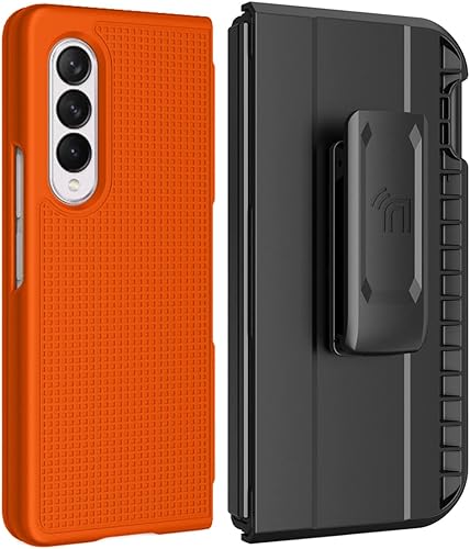 Miniatura 8 de Funda con clip y ranura para bolígrafo S para Galaxy Z Fold 3 5G Nakedcellphone textura de rejilla cubierta dura delgada y soporte giratorio para
