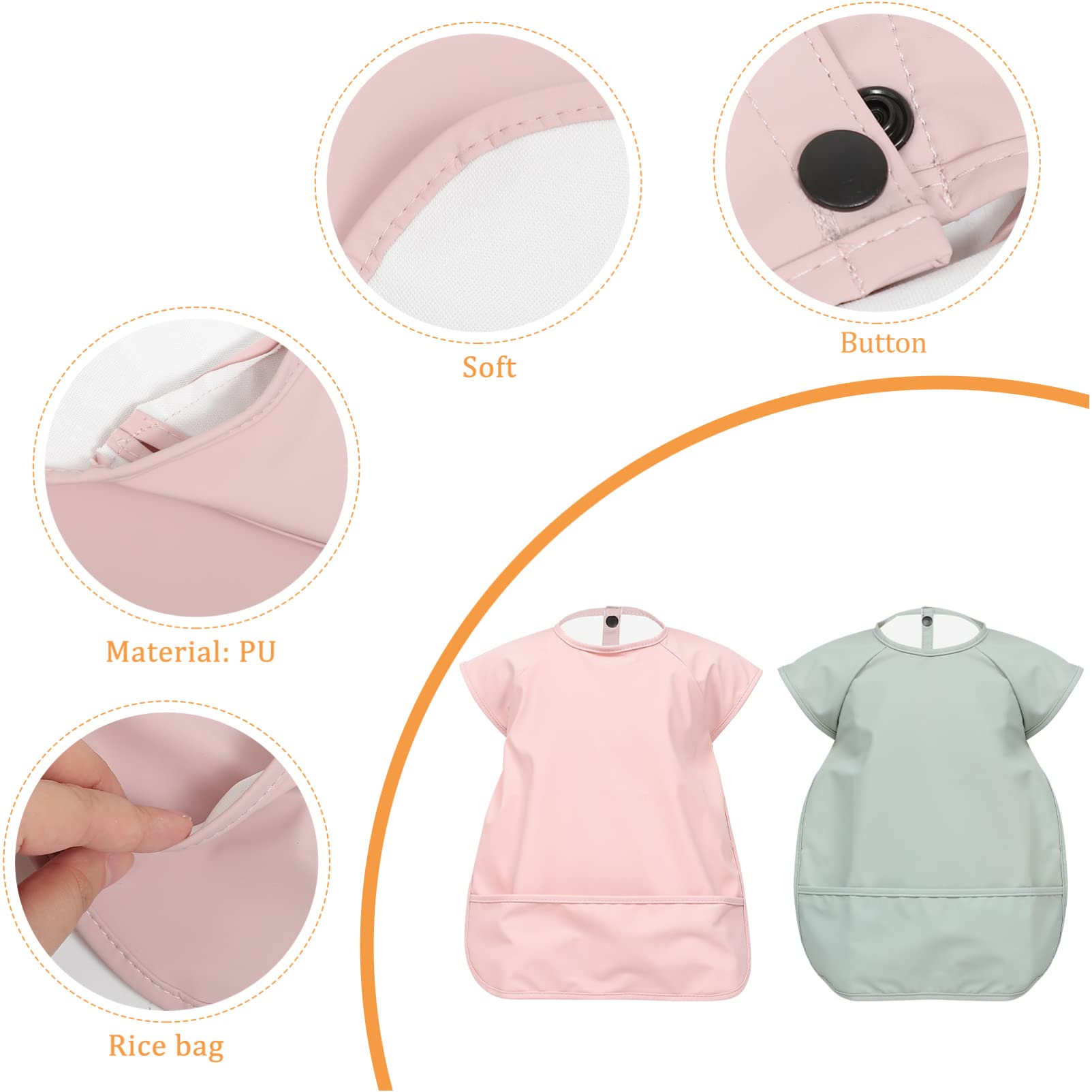 FRCOLOR 2 Bavaglino per PU Bavaglini Maniche Grembiule per e Design Pratico con per Mesi Macaroon
